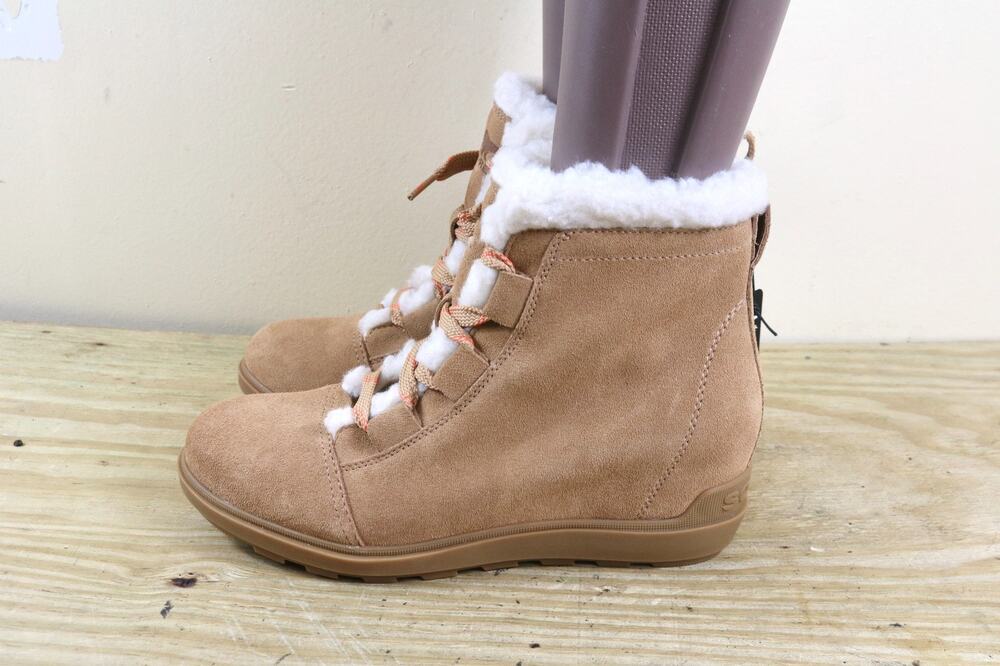New Sorel Boots 11 Womens Brown Suede Evie II Cozy Bootie Wedge Faux Shearling